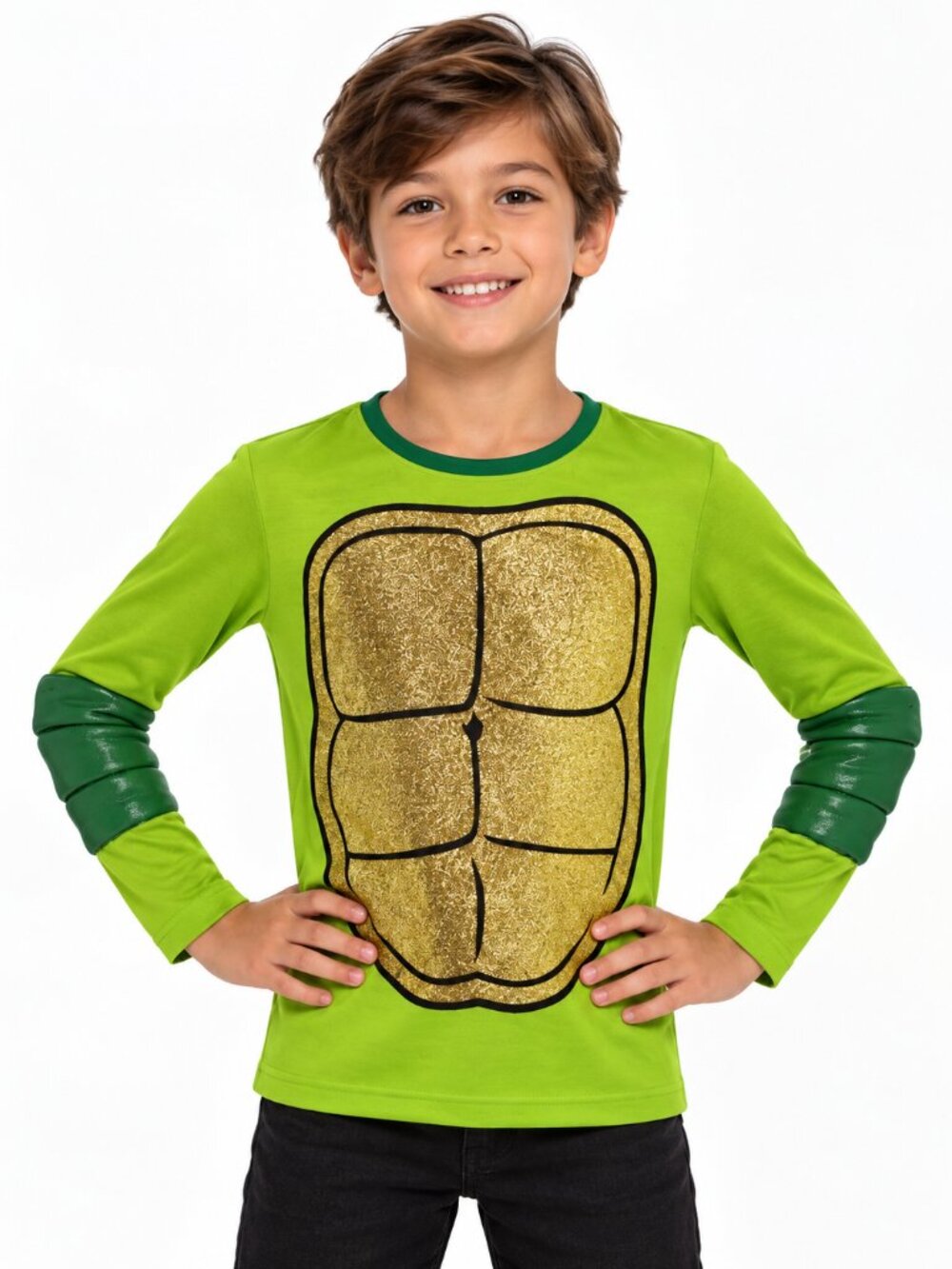 Teenage Mutant Ninja Turtles TMNT Kids Costume Top M/L Green Gold NWT